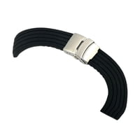 Ioensy - Correa De Reloj De Silicona Fitness Duradera Correa De Muñeca Impermeable A Rayas Mujeres Hombres 22 Mm Negro