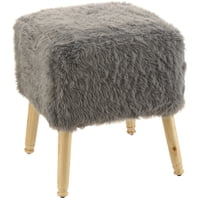 Máxima Design - Pouf Kira Diseño 2 Gris Piel Sintética 42X42X43 Cm