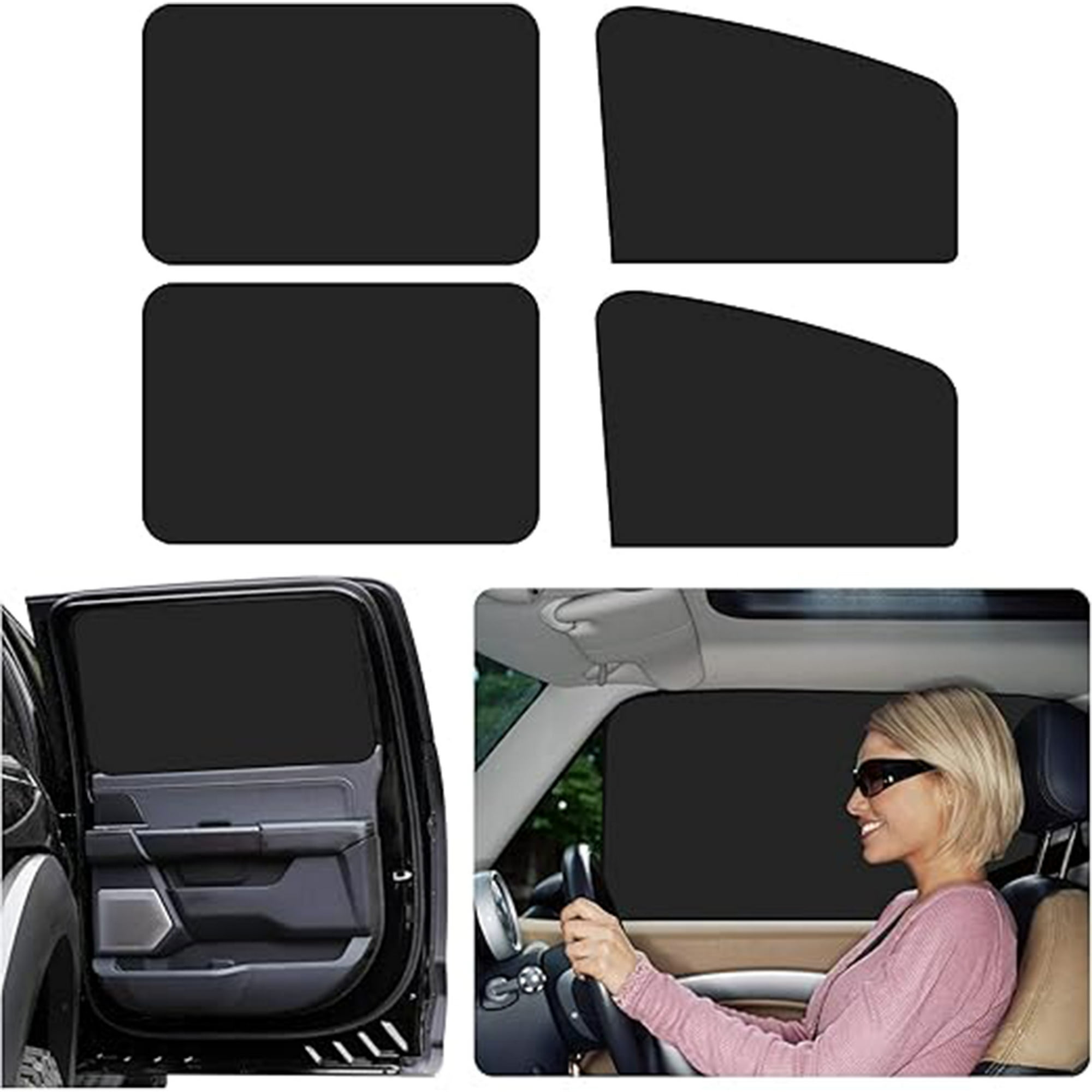 Veat00l - 4 Cortinas Para Ventana De Coche Con Imanes, Bloqueo De Luz Fuerte Y Protección Uv, Cortinas De Privacidad, Accesorios Universales Esenciales Para El Interior, Bebé, Camping Y Siesta De Coche