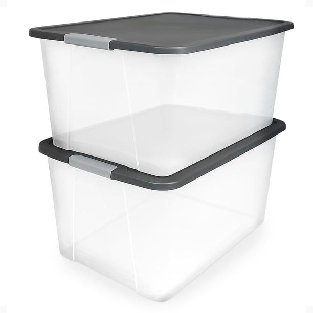Gavetas organizadoras de almacenamiento HOMZ de 64 cuartos de galón (60 L) de plástico transparente, x2