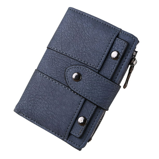 Cartera pequeña de piel suave para mujer con bloqueo RFID y tarjetero.