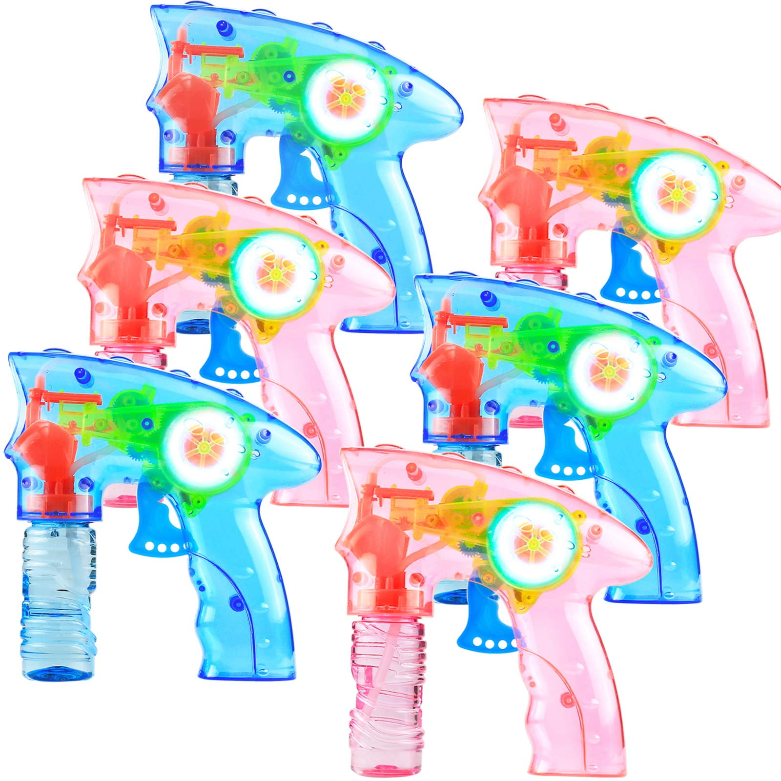 Luz Led Bubble Gun Shooter Laxdacee Con Botella, 6 Unidades