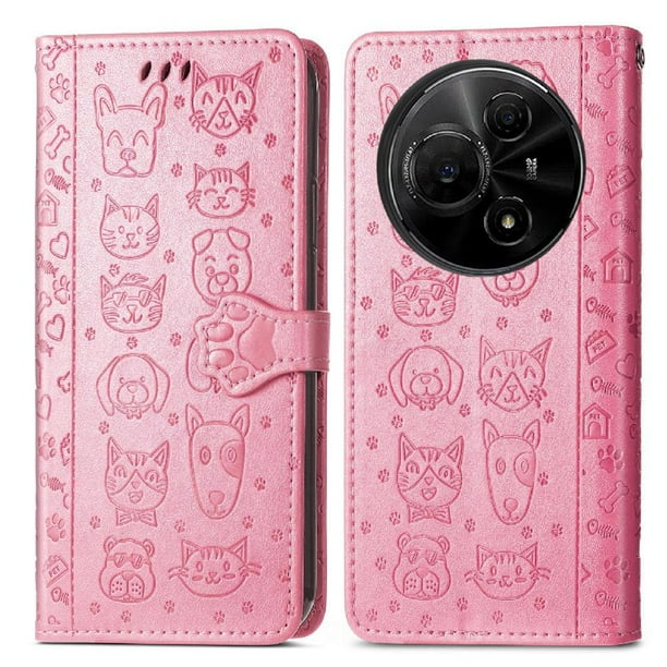 Funda Cartera FOXDOCK para TCL 60 NxtPaper 4G , Flip PU con Relieve de Gatos y Perros, Tarjetero y Soporte