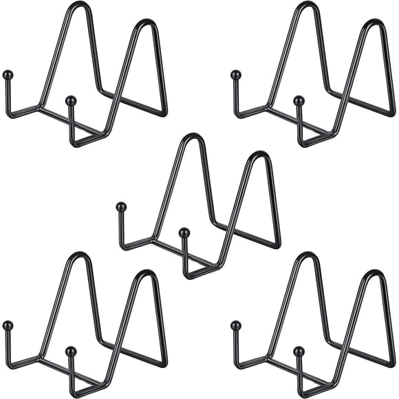 IBosins 5Pack 3Inch Small Plate Display Stands Black Metal