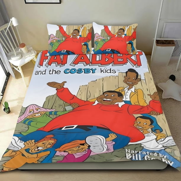 Fat Albert y los Niños Cosby Conjunto de sábanas temático, trío de piezas, cómodo y amigable con la piel, diseño único, regalo de decoración para el hogar para familiares, amigos y fans,135cm *200cm