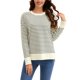 thumbnail image 2 of ATHLECHIC Suéter de Punto a Rayas para Mujer Cuello Redondo Oversize con Aberturas Laterales Tops Informales de Otoño XL Albaricoque-negro, 2 of 5