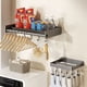 thumbnail image 2 of 1pc Wall Mounted Bathroom Storage Rack, Balcony Laundry Room Hanging Shelf, Bathroom Tray With Hooks, Space-saving Storage Shelf Over Washing Machine, Laundry Detergent Holder Organizer, Bathroom Acce, 2 of 4