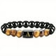 thumbnail image 3 of Natural Tiger Eye Stone 26 Letters Obsidian Elastic Rope Bracelet For Men, 3 of 5