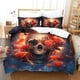 thumbnail image 2 of Juego de ropa de cama con edredón efecto calavera 3D, funda nórdica estampada gótica de microfibra suave con funda de almohada, 3 piezas para niños y adultos, tamaño doble., 2 of 3