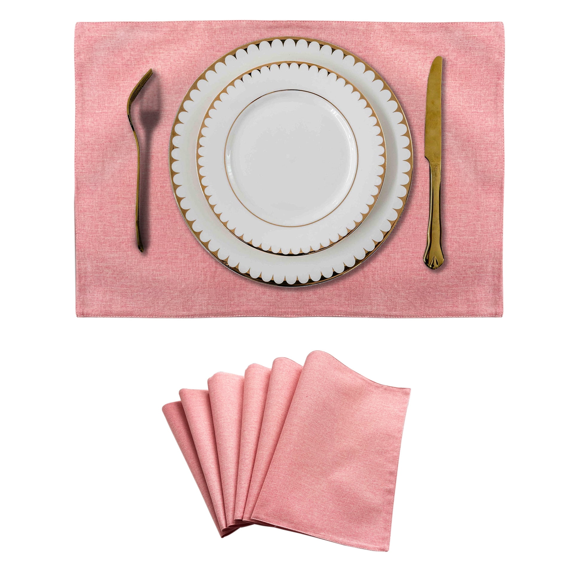 Xmhytop Juego De 6 Manteletes Individuales Texturizados Clásicos, Resistentes A Manchas, Ideal Para Barbacoas Y Mesas De Comedor, Estilo E, 48*33cm, Rosa