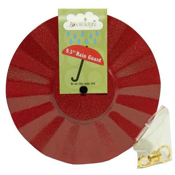 Comedero metálico para pájaros, protector contra lluvia, JCs Wildlife, color rojo, 9,5 cm