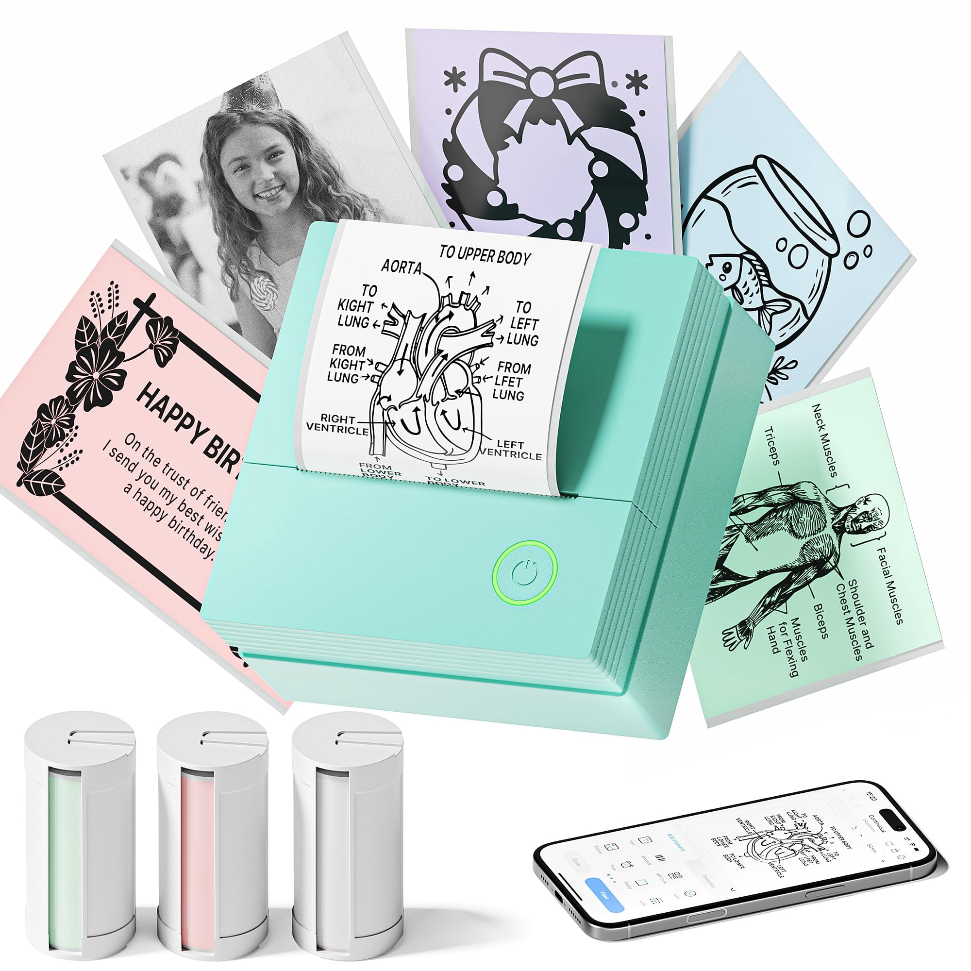Impresora De Pegatinas Typonos Pm290 Mini Bluetooth Con 3 Rollos De Papel