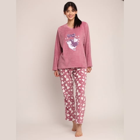 Mon Amour - Pijama Coralfleece Bordado Corazones 261550 - S