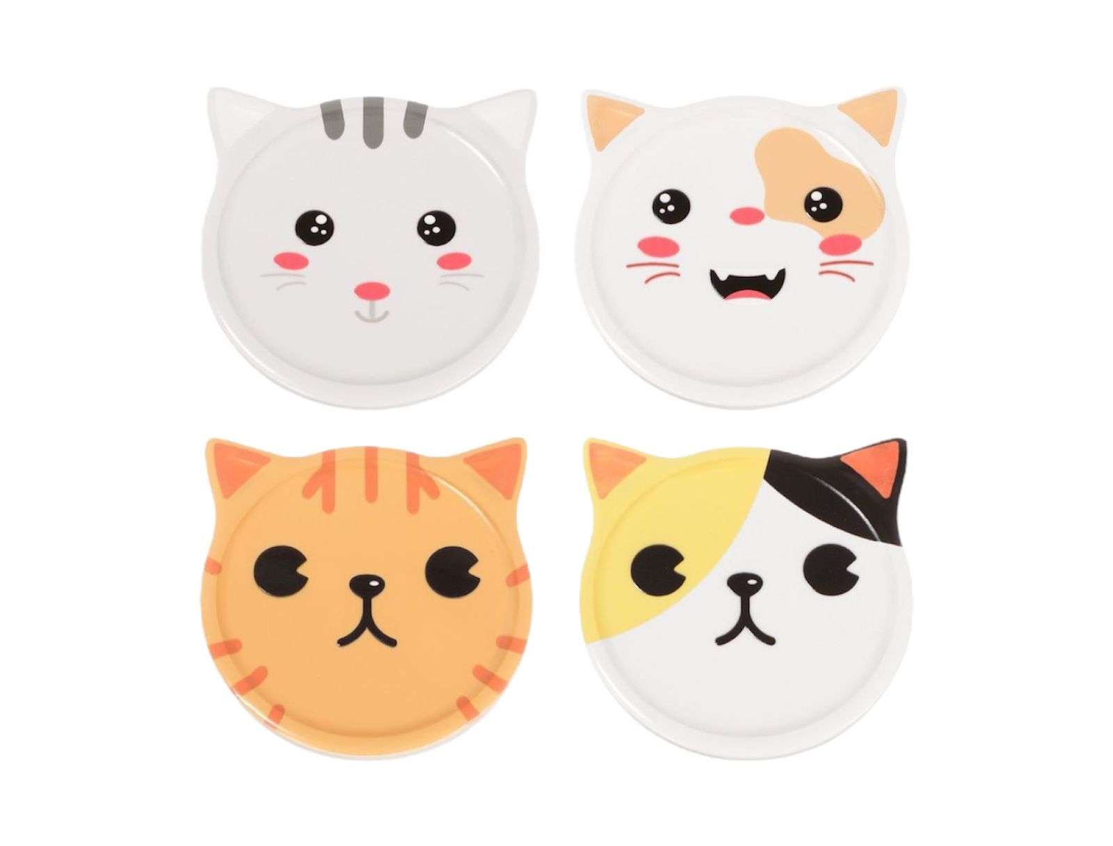 Oem - Set 4 Posavasos Ceramica 4 Piezas Diseño Gatos