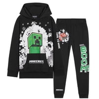 Conjunto De Buzo Con Capucha Y Joggers Para Niños Minecraft Negro Y Verde 9-10 Años