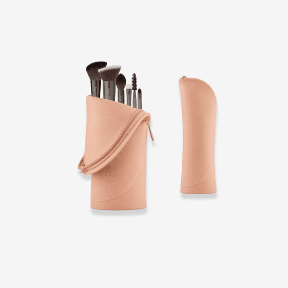 Mini Estuche Porta Brochas Flexible de Silicona Rosa Magic Makeup