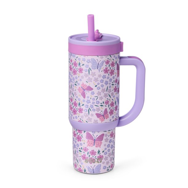 Vaso térmico infantil Ello Oasis de acero inoxidable de 530 mL con popote, 100% antiderrames