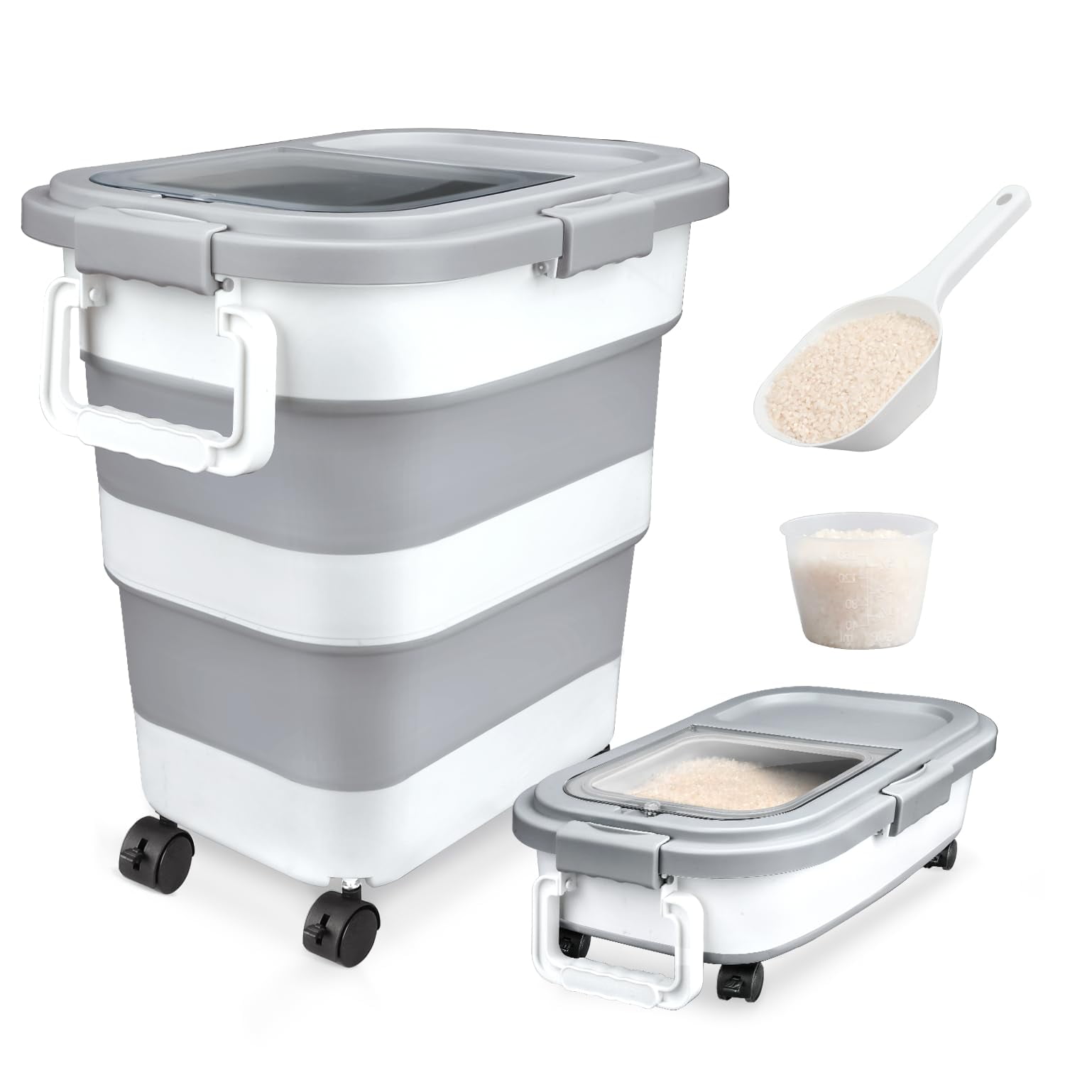 Recipiente De Almacenamiento De Arroz Komzon Plegable Hermético 10-18 Kg