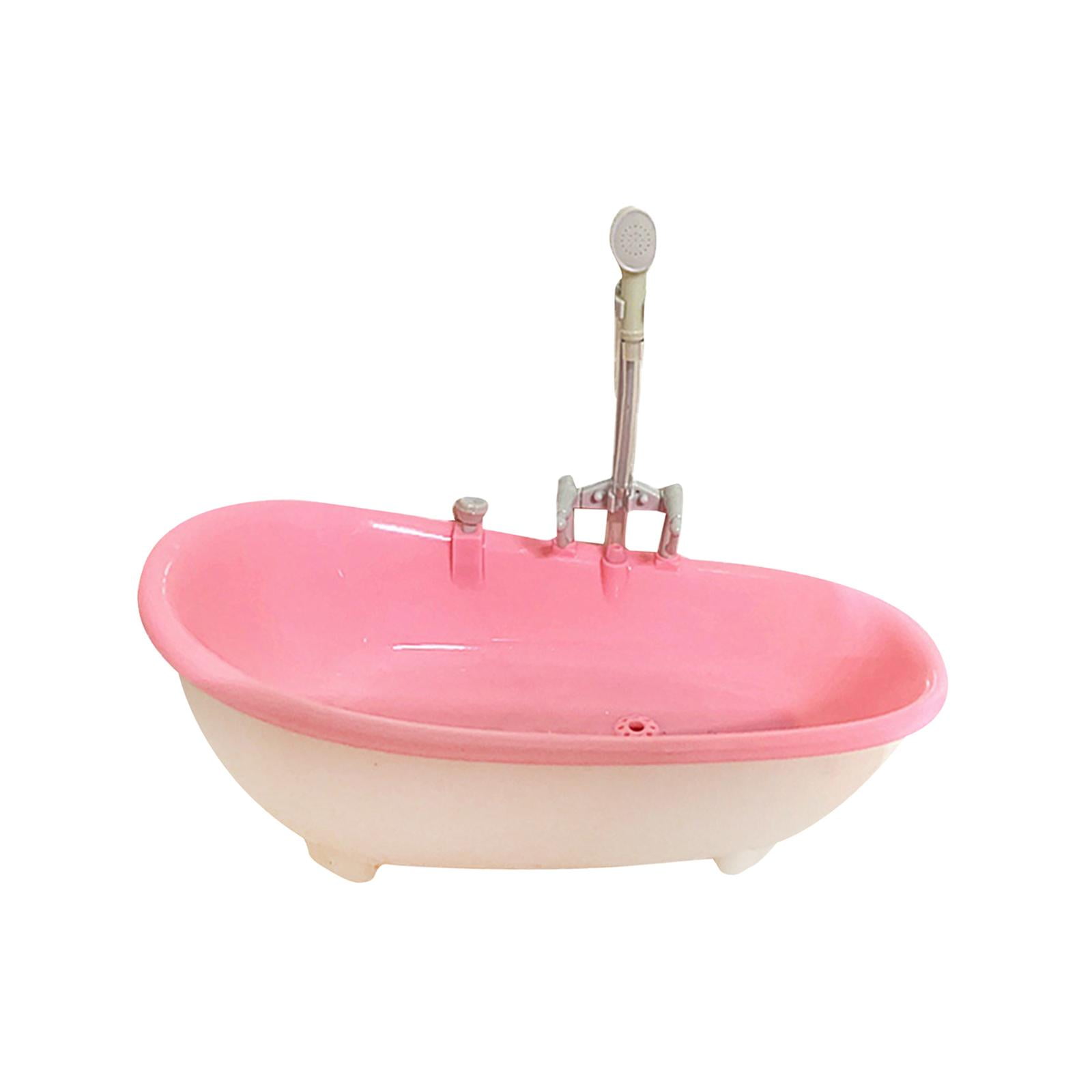 Magideal - 1/6 Casa De Muñecas Bañera Casa De Muñecas Decoración Muñeca Miniatura Casa De Muñecas Juguetes De Simulación Accesorios De Baño Para Niños Regalos Rosa Claro