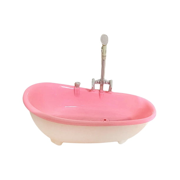 1/6 casa de muñecas bañera casa de muñecas decoración muñeca miniatura casa de muñecas juguetes de simulación accesorios de baño para niños regalos Rosa claro