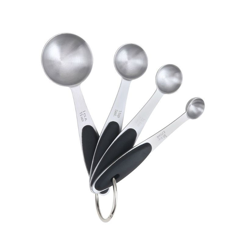 Set De Cuchara Medidoras 4 Piezas Ss - Tpr Plateado - Negro Mainstays