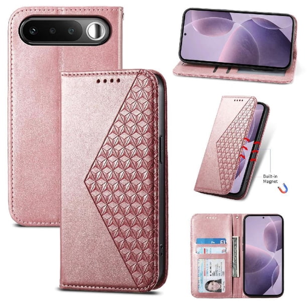 Funda Tipo Billetera para Realme 16 Cover 2 en 1 Desmontable con Ranuras para Tarjetas y Ventana de Foto, Soporte y Correa de Muñeca Rosa