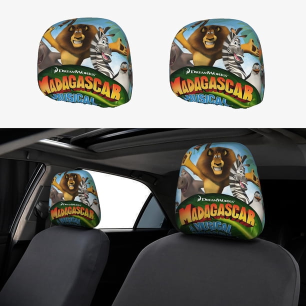 Madagascar Funda Protectora Universal para Reposacabezas de Coche, Funda Elástica para Reposacabezas de Asiento de Auto, Funda de Tela Antipolvo, Accesorios de Interior 2 Piezas