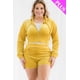 thumbnail image 1 of Conjunto De Sudadera Con Capucha Chaqueta Y Shorts De Terciopelo De Manga Larga Suaves Con Cremallera Color Mostaza (para Mujer), 1 of 5
