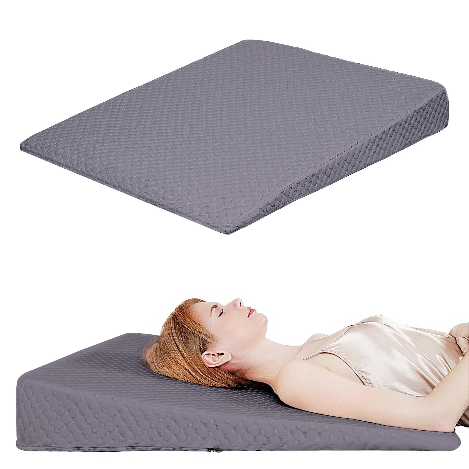Almohada Con Forma De Cuña Vadsbo Para Dormir, Roncar, Soporte Para La Espalda, Gris