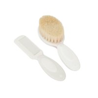 Pumucki - Set De Cepillo Y Peine Natural Orgánico, Blanco