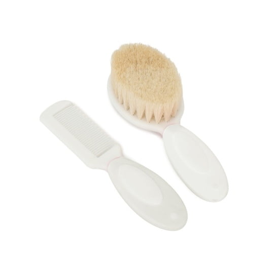 Pumucki - Set De Cepillo Y Peine Natural Orgánico, Blanco