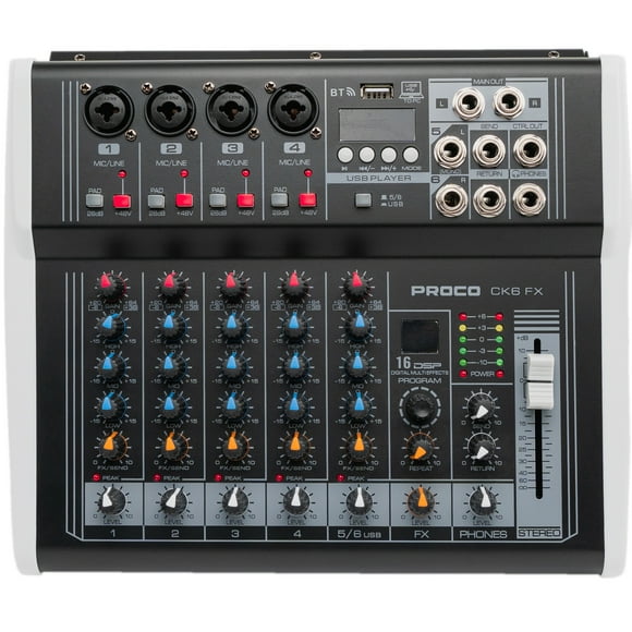 Mixer Amplificado 6 canales Proco CK6 FX