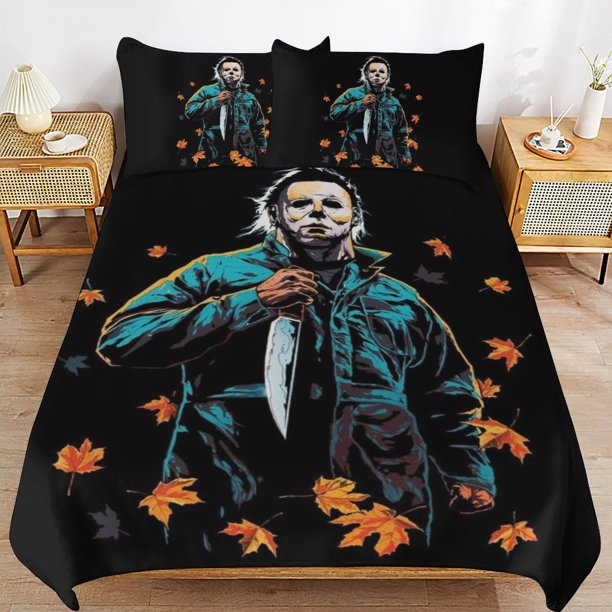 Michael Myers Halloween Duvet Cover Set 3 Piece Bedding Set Double Sided Printing Decorative Comforter Cover Set