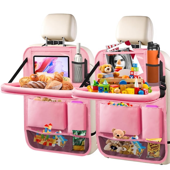 Organizador de coche Zecirl pack de 2 con soporte para tablet – rosa
