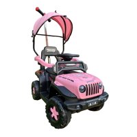 Abmtoys - Auto Correpasillos A Batería, Carro De Paseo, Correpasillos 3 En 1 Rosado
