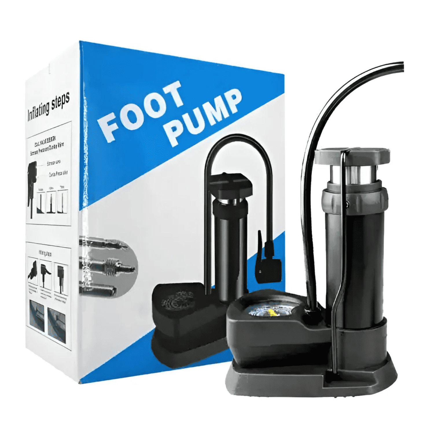 Genérico - Inflador Bomba De Pie P/neumáticos Bici Motos Pelotas Carros Negro