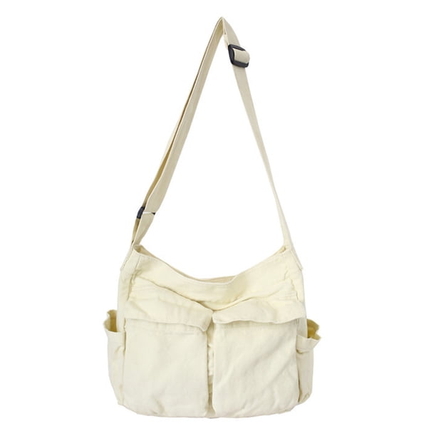 Bolso bandolera de lona, bolso tote de lona, bolso bandolera tipo hobo con múltiples bolsillos, bolso tote de lona para mujer y hombre.