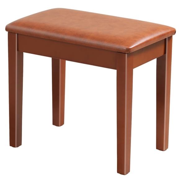 Banco de piano AODSK para teclado de madera maciza con cojín, color marrón