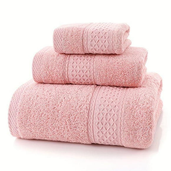 Set de 3 toallas 100% algodón - rosa