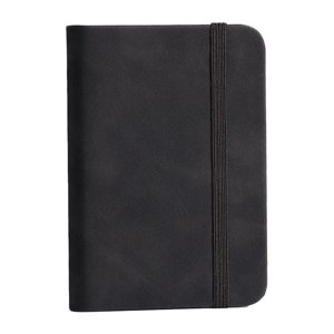 Magideal - Cuaderno De Bolsillo Con Forro, Libreta De Notas Forrada De 11Cm X 7,5 Cm Con Correa Elástica, Diario De Cuero Pu, Pequeño Bloc De Notas Diario Para D Negro