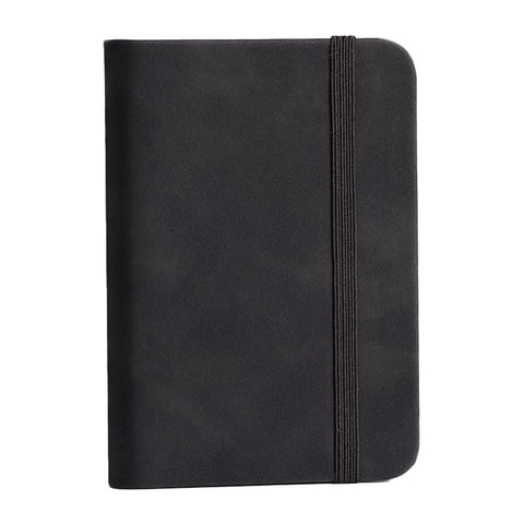 Magideal - Cuaderno De Bolsillo Con Forro, Libreta De Notas Forrada De 11Cm X 7,5 Cm Con Correa Elástica, Diario De Cuero Pu, Pequeño Bloc De Notas Diario Para D Negro