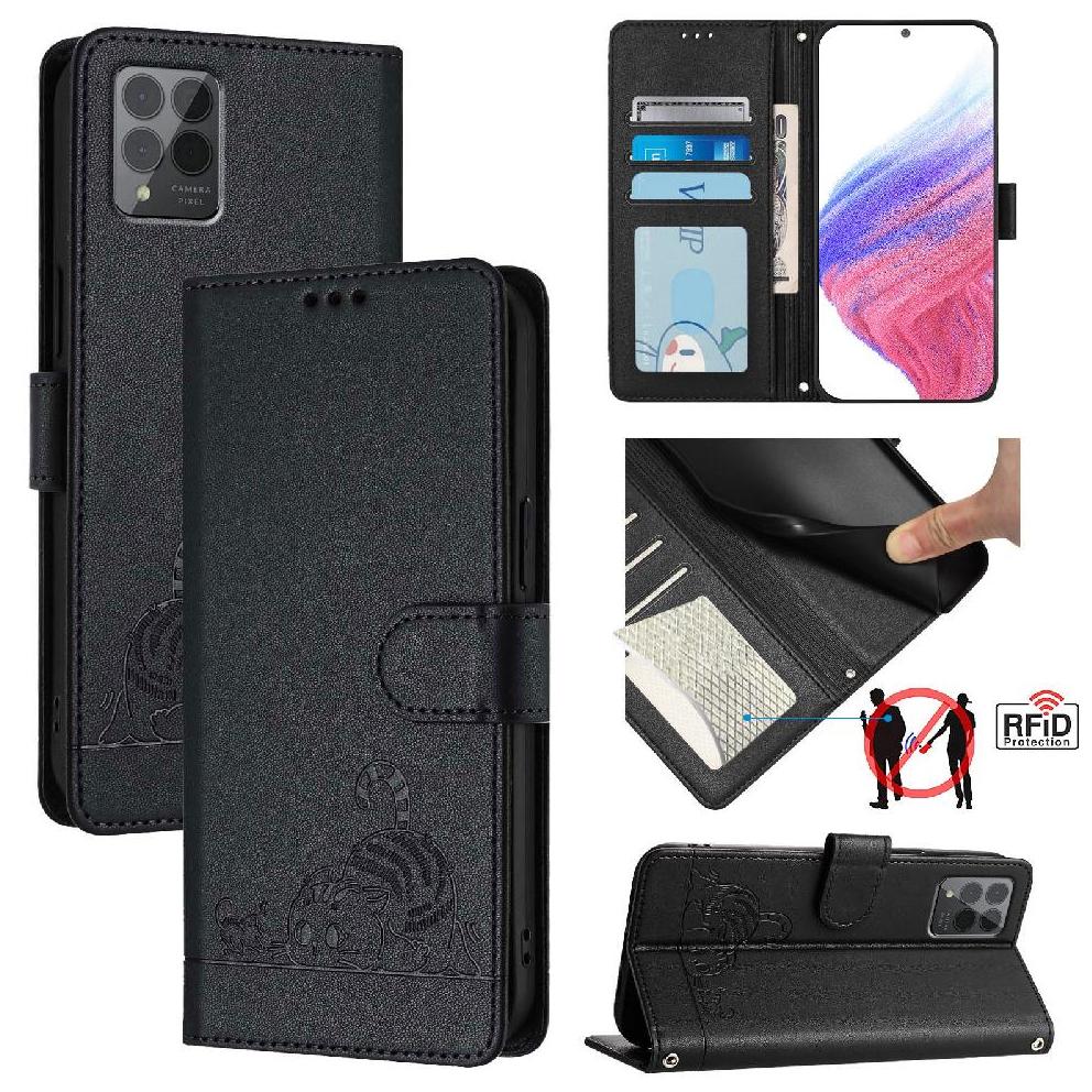 Funda Tipo Cartera Foxdock Para T-Mobile Revvl 6X Pro 5G Con Soporte, Ranuras, Rfid, Diseño De Gato