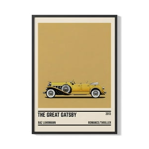 Creango - Cuadro Poster Enmarcado El Gran Gatsby Auto Decorativo