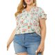 thumbnail image 5 of Agnes Orinda Blusas de Mujer Tallas Grandes Retro Floral Cuello en V con Capas de Manga Corta 4X Azul Claro, 5 of 7