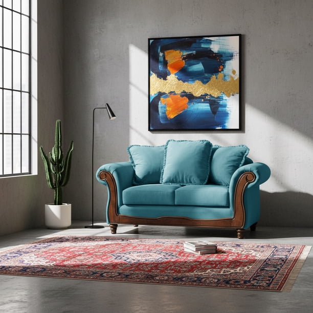 Sofa Rimini 2 C Tela Velvet Turquesa