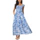 thumbnail image 2 of INSPIRE CHIC Vestidos de playa bohemios de verano para mujer con escote cuadrado sin mangas con volantes florales y maxi vestido de sol M Azul, 2 of 6