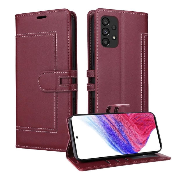 Premium Wallet Case for Samsung Galaxy A73 5G with Card Slots & Kickstand, Flip Cover Red