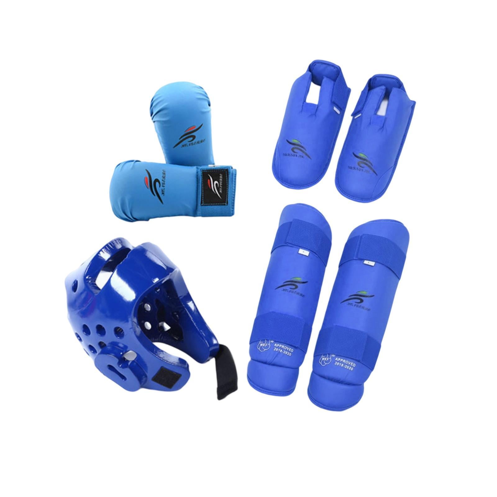 Magideal - Conjunto De Equipo De Sparring De Taekwondo, Casco De Boxeo, Equipo De Boxeo, Entrenamiento Con Espinilleras, Zapatos Para Sanda, Sparring, Artes Marc Azul Xl
