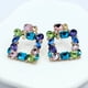 thumbnail image 2 of Aros De Fiesta Apegados Cuadrados Con Circonitas De Colores Azul, 2 of 6