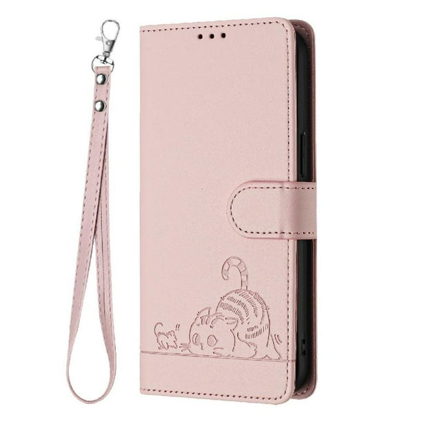 Funda tipo cartera FOXDOCK para Samsung Galaxy A55 5G con soporte, ranuras, RFID, diseño de gato